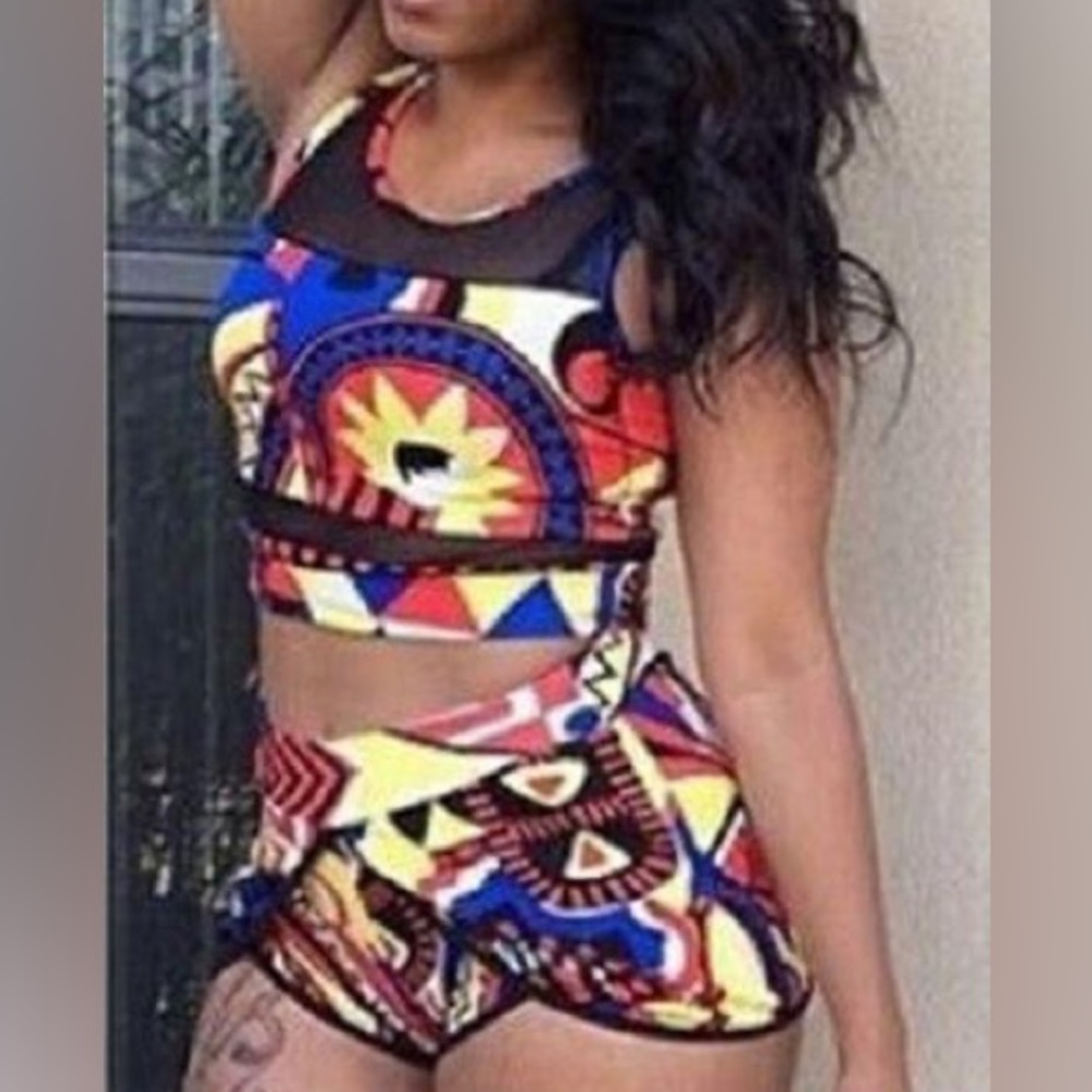 SHERRYLILY Colorful Plus size sports athletic swimwear set size XXL NWT